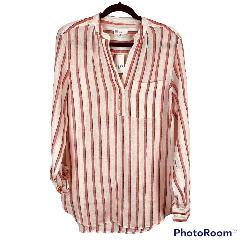 Gap 100% Linen Striped Tunic Shirt